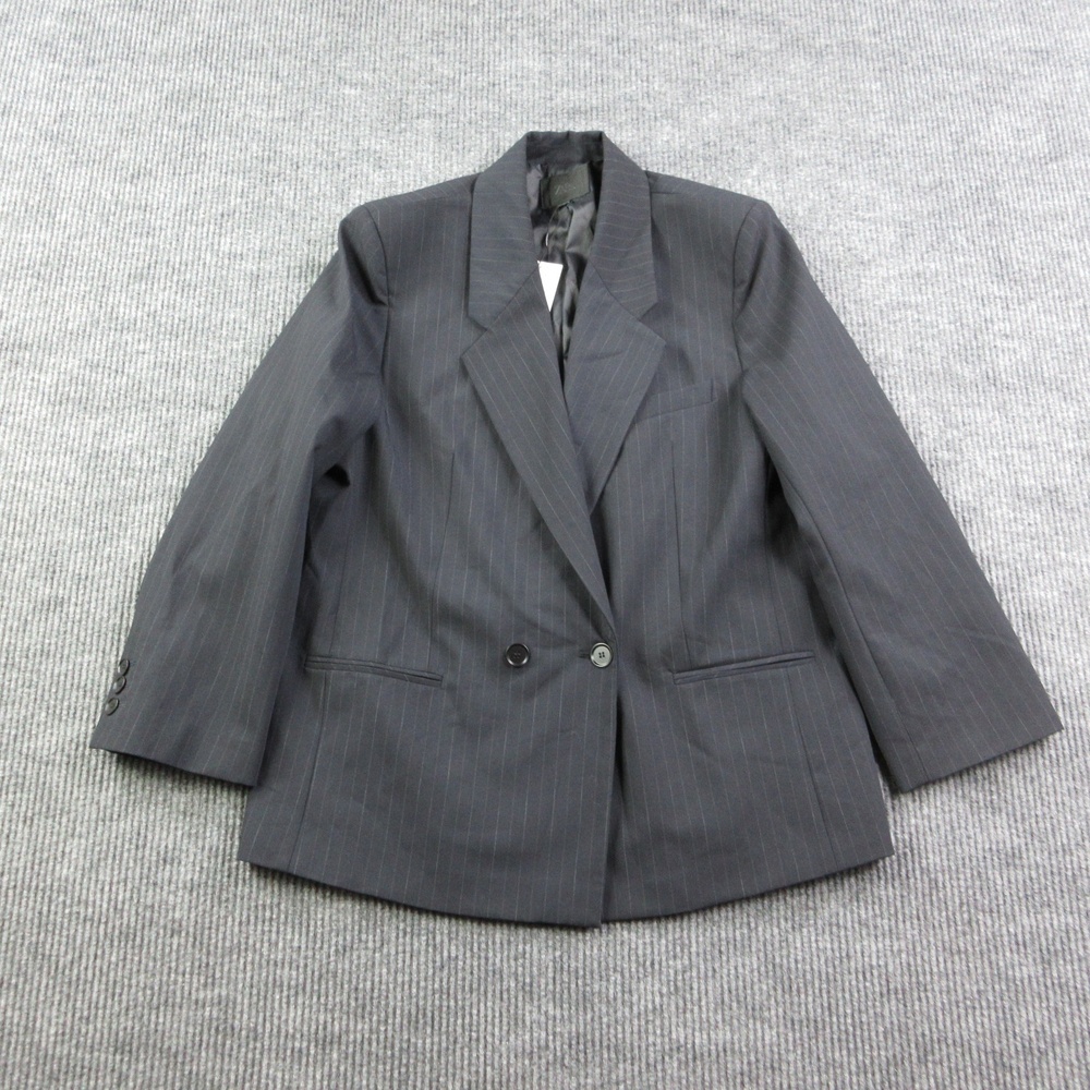 ZARA Blazer Womens M Blue Pinstripe Lined Tailored Two-Button Workwear NWT
